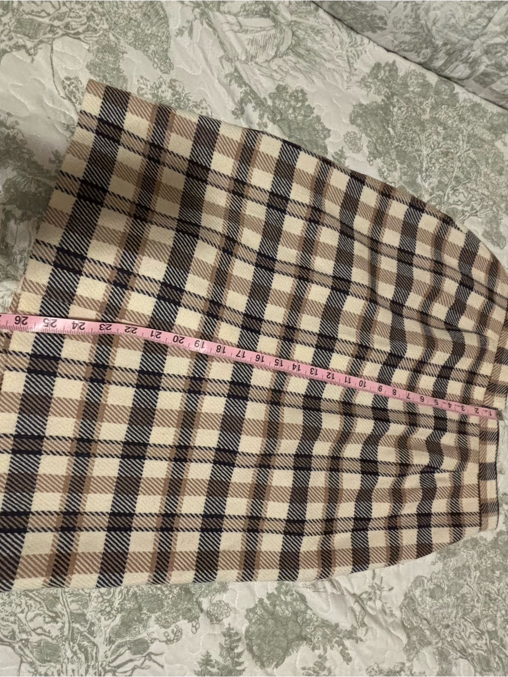 JH Collectibles sz 14 Vintage 80’s Ivory Camel Black plaid wool skirt academia - Picture 9 of 12